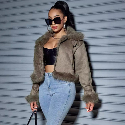 Women's Suede Short Coat – Faux Leather Streetwear