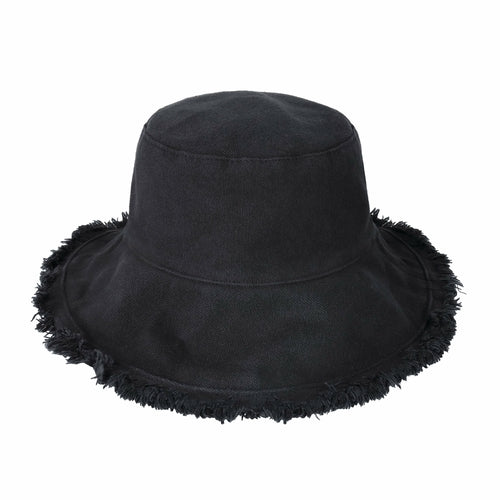 Wide Brim Frayed Bucket Hat for Summer – Lightweight Cotton Sun Hat