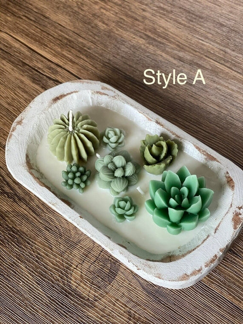 Arizona Dream Cactus Garden Candle — Sculptural Soy Wax in Carved Wood