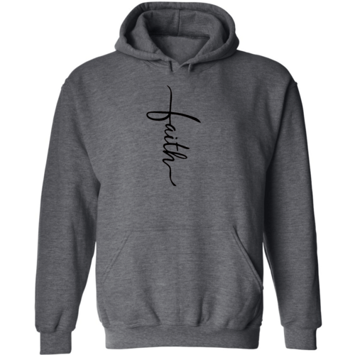 Mens Graphic Hoodie Faith Script Cross Black Illustration