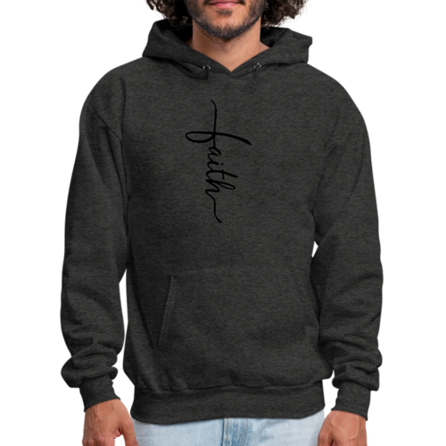 Mens Graphic Hoodie Faith Script Cross Black Illustration
