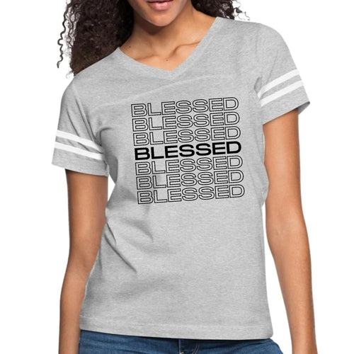 Womens Vintage Sport Graphic T-shirt - Stacked Blessed Print